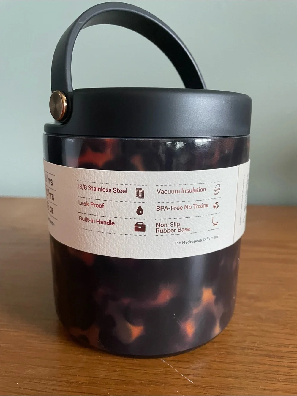 NEW Hydrapeak Food Jar 25oz Stainless Steel Insulated Leak Proof Black Graphic*
